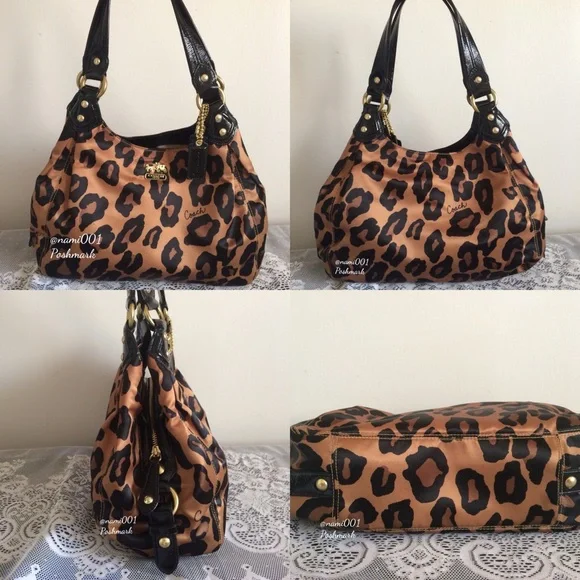 Coach Madison Leopard Hobo Handbag Purse 15555 - Picture 2 of 5